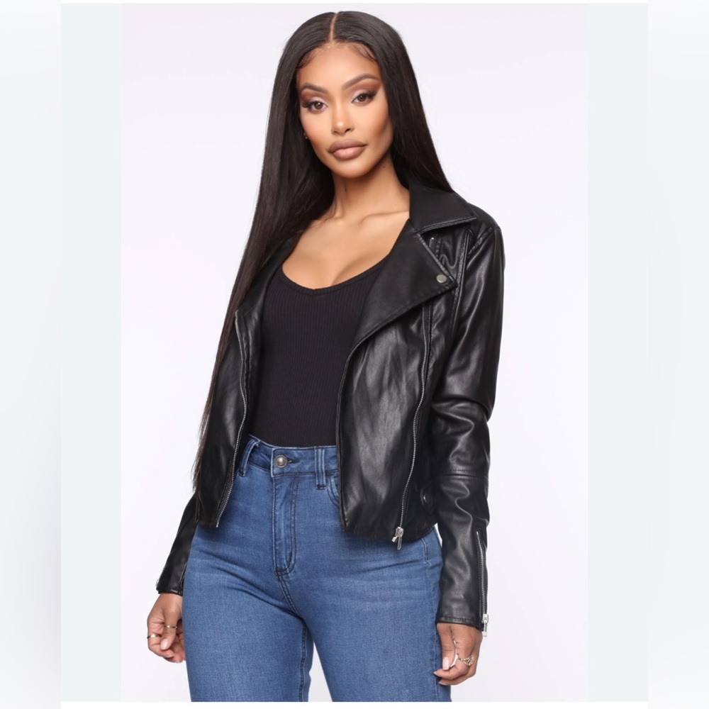 FashionNova Black Faux Leather Jacket